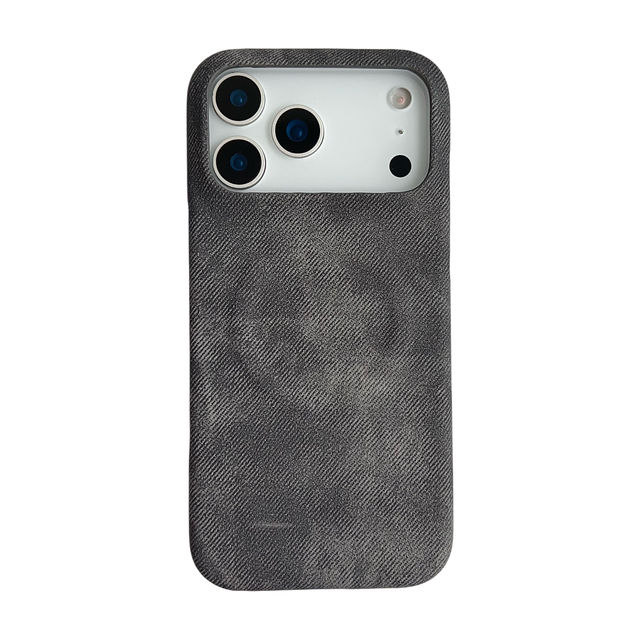 Fashion Vintage Denim Texture Half-wrapped Phone Case Magnetic Wireless Charging Protective Case for iPhone 17 18 Pro Max