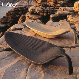 Chaise longue de jardin moderne en rotin tressé avec cadre en aluminium pour patio, hôtel, piscine - Product Image 2