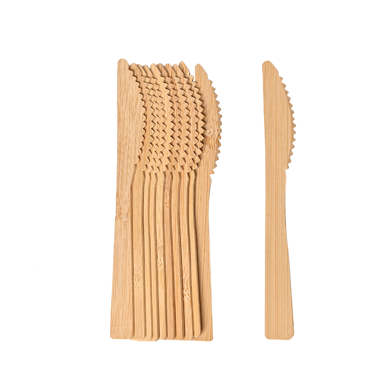 Dinner Knife Fork Spoon Set Disposable Bamboo Cutlery Hotel Restaurant Coffee Lounge Takeaway Dinnerware