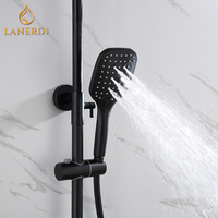 Ensemble de robinets mitigeurs thermostatiques, colonne de luxe pour salle de bains, noir, douche de pluie, douche de pluie, termostatica