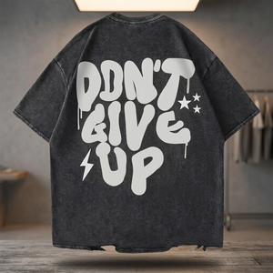T-shirt uni en coton tricoté 100% pour homme, coupe ample, 300g, avec logo personnalisé Hip Hop noir, sérigraphie, fabrication sur mesure - Product Image 3