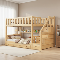 Lit superposé moderne en pin massif pour chambre d'enfant, réglable, avec échelle et tiroirs de rangement, idéal pour les dortoirs B2B