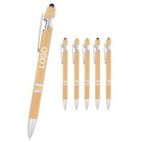 Stylo en bambou écologique 2 en 1 avec tête de stylet Coffret cadeau écologique avec stylos imprimés et gravés avec logo personnalisé Stylet en bambou
