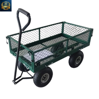 Chariot de jardinage extérieur, chariot de transport pour pelouse, chariot utilitaire, chariot de ferme, en acier vert, 500 kg, 100x80x60 cm