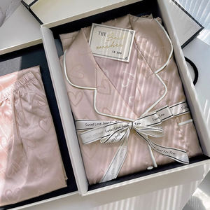 Piyama Kerah Model Musim Semi dan Musim Panas Ms. Sweet love Print Celana Pendek Lengan Pendek Dua Potong Pakaian Rumah yang Nyaman - Product Image 6