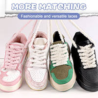 WEGOODZF Lacets de chaussures plats personnalisés de 1 cm de large, en toile décontractée, doux, moelleux, en polyester, pelucheux et duveteux, paire