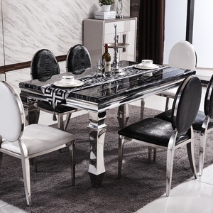 Marble Top Centre <strong>Table</strong> Living Room Furniture <strong>square</strong> <strong>Dining</strong> Stainless Steel <strong>Table</strong> with 6 Chairs - Product Image 4