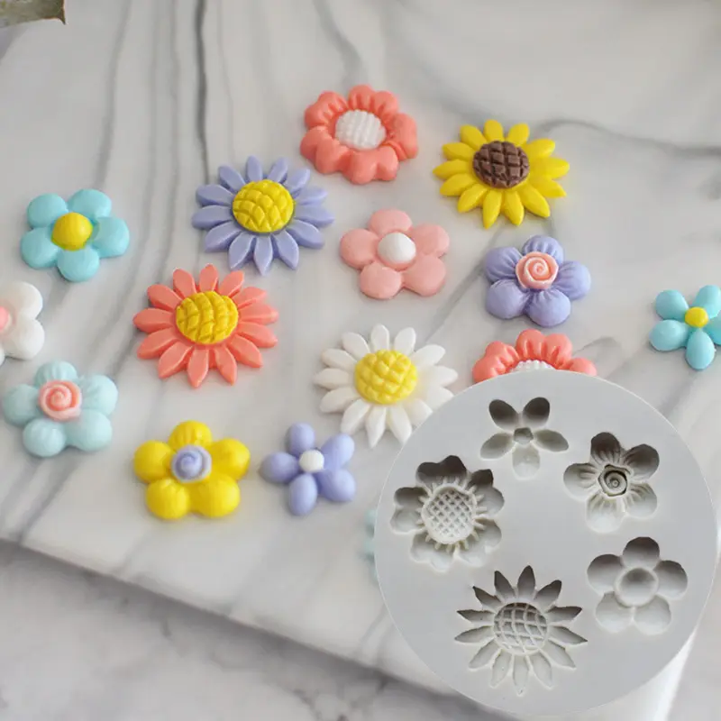 INTODIY Different flower shaped silicone molds for baking decoration sugar flipping decoration cake tools chocolate molds