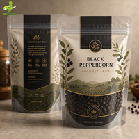 Sachets d'emballage transparents personnalisés pour épices, pochettes Doypack verticales avec fermeture éclair refermable pour l'emballage des assaisonnements et des herbes