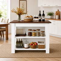 Table d'îlot de cuisine au design moderne avec rangement, table à manger en bois, armoire latérale de cuisine