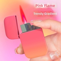 Briquet gonflable rose haute esthétique coupe-vent en alliage de zinc modèle 104 au butane, style Instagram, cadeau idéal pour