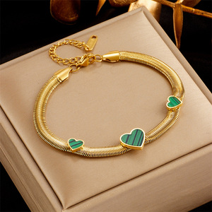 Gold Plated Geometric Stone Charm Waterproof Bracelet with Adjustable Snake Chain - <strong>Stainless</strong> <strong>Steel</strong> <strong>Jewelry</strong> for Women - Product Image 6