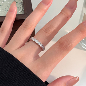 925 Sterling Silver Zircon <b>Ring</b> For Women Geometric Design Channel Setting Everyday Wear - Product Image 1
