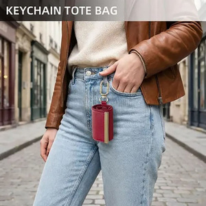 <span class=keywords><strong>Sac</strong></span> fourre-tout en cuir personnalisé, pliable, réutilisable, mini, <span class=keywords><strong>avec</strong></span> porte-clés, fermeture à bouton, sangle à chaîne, grande capacité, pour femmes, usage quotidien - Product Image 4
