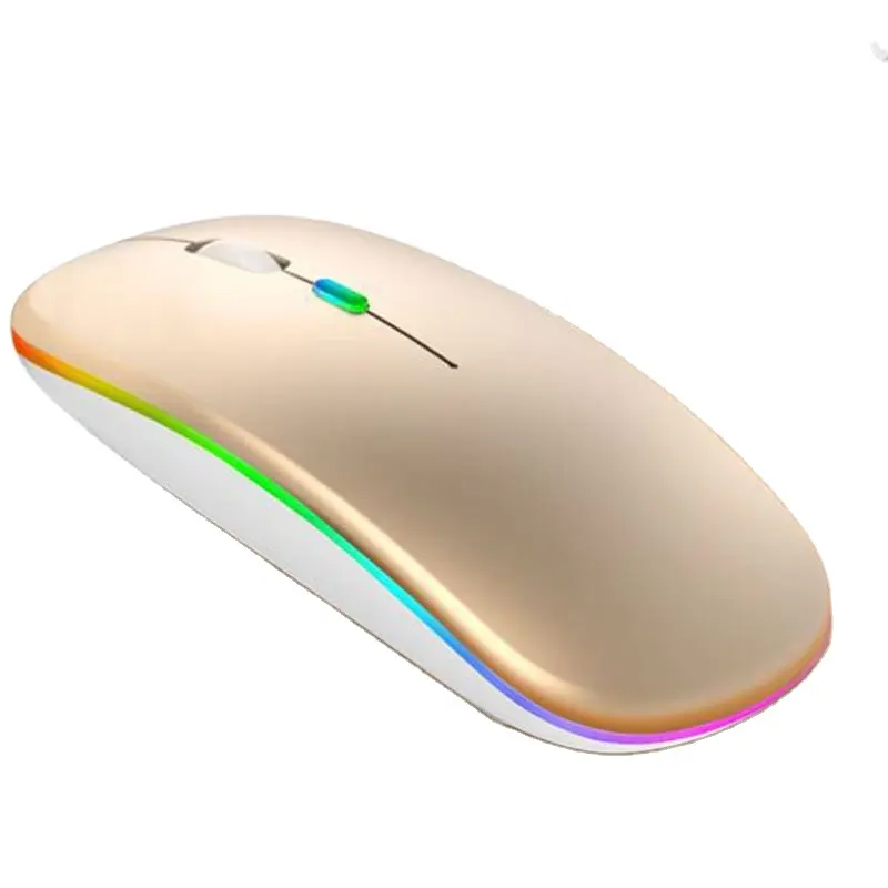 Nuovo Ultra-sottile Mini Mouse Senza Fili Muto Silenzioso Ricaricabile Ha Condotto Le Luci Colorate Mouse Del Computer