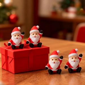 Figura de Santa Claus Pintada a Mano en Resina, Decoración Navideña, Adorno Festivo de Dibujos Animados para Regalo y Decoración del Hogar - Product Image 1