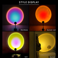 Arc-en-ciel rouge soleil ensemble Table de nuit projecteur LED lampe de Projection coucher de soleil lumière romantique visuel cristal lentille pour fête chambre décor
