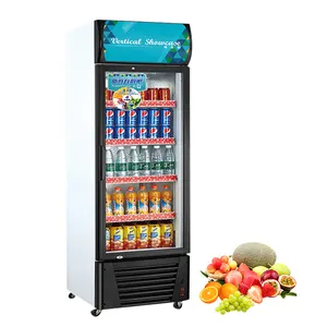 Refrigerador vertical para uso comercial, frigorífico con puerta de vidrio, escaparate de bebidas suaves