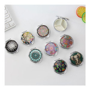 Promotional Metal Pill Keychain, Custom Logo 3 Compartment Round Medicine Pill Case Portable Small Metal Pill Box Keychains