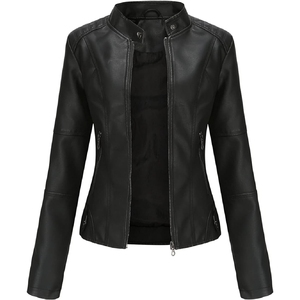 Chaqueta de Cuero Genuino para Mujer, de Alta Calidad, Transpirable, Resistente al Viento, Lisa, con Cierre de Cremallera, para Invierno - Product Image 1