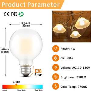Светодиодная лампа Эдисона, 6 Вт, 8 Вт, теплое белое матовое стекло, 3000 К, 6000 К, глобус, Светодиодная лампа накаливания для офиса - Product Image 2