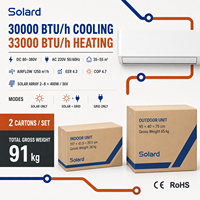 Climatiseur Solaire Certifié CE 30000 BTU Hybride DC Inverter Mural Split Refroidissement Chauffage 80-380V AC 110-240V R32 Usage Domestique US
