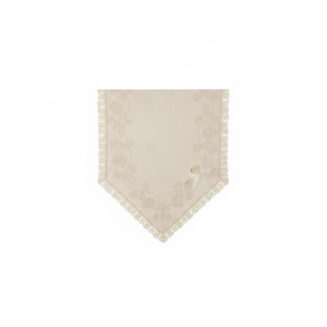 Lace Edged Cream Floral Jacquard Table <b>Runner</b> Elegant Embroidered Cotton Eco-friendly Customizable Durable Soft Easy Wash Table - Product Image 2