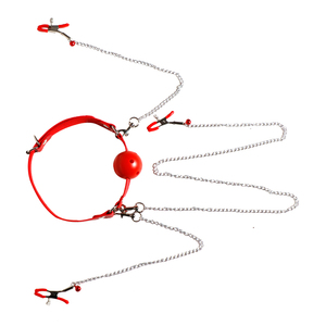 Jouet BDSM oral féminin SM en cuir PU avec chaîne à clip et muselière pour équipement de bondage - Product Image 6