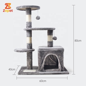 Árbol para Gatos Moderno de Alta Calidad, Personalizado por el Fabricante, Grande, Color Gris Oscuro, con Rascador de Felpa, Creativo, de Múltiples Niveles, Casa para Gatos - Product Image 1