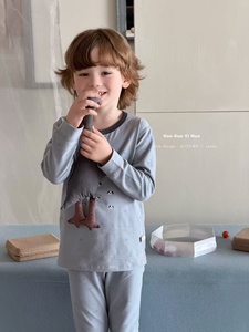 Pijamas Térmicos de Algodón con Estampado de Frutas para Niños, 95.5% Algodón, 4.5% Elastano, Cuello Redondo, Capa Base, Otoño Invierno, Unisex - Product Image 4
