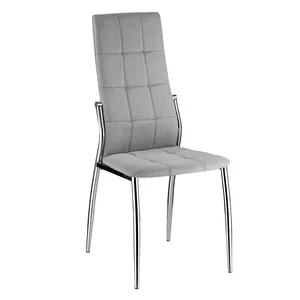 Hot Selling Goedkope Stoelen Black Chrome Plated Metal Benen Eetkamer Stoelen Pu Hoge Kd Zwart Eetkamerstoelen