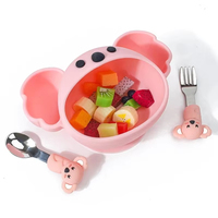 Assiette portable personnalisable pour enfants en forme de koala Assiette d'alimentation en silicone pour bébés Ensemble pour tout-petits Bol à ventouse résistant à la chaleur avec cuillère et fourchette
