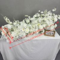 DKB Vente en gros de centre de table en roses blanches artificielles, guirlande de fleurs de haute qualité, chemin de table pour la décoration de mariage