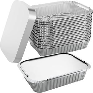 1000 Packs 2.25LB Oblong Pulp Moulding Food Grade Disposable <b>Foil</b> <b>Container</b> with Plastic Lid Wholesale - Product Image 1