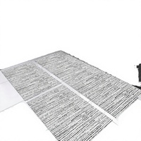 Ensemble de tapis de cuisine antidérapants en polyester, 3 pièces, motif géométrique mélangé, chemin de table 1,30 m x 45 cm, 65 cm x 45 cm, fait main, rayures caramel brut et noir