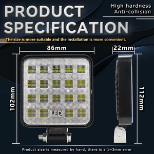 Square <b>Led</b> <b>Work</b> <b>Light</b> 19 <b>Led</b> White <b>Light</b> Aluminum Alloy For Car Retrofit Upgrade - Product Image 5