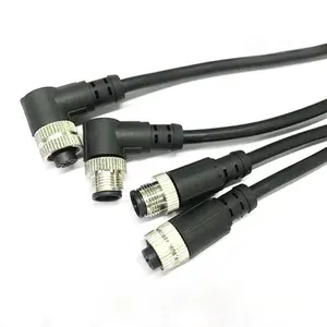 Connecteur de câble étanche en métal, incurvé, M8 M12 mâle et femelle