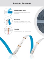 RGBCCT 5 in 1 FCOB LED Strip 6 Pin 12mm 840LEDs/m DC 24V RGBCW FOB Lampu Linear Fleksibel COB LED Strip Kepadatan Tinggi