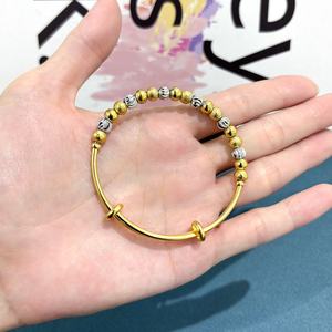 Jxx New High-quality Brass Closed <b>Bead</b> <b>Bracelet</b> 24k <b>Gold</b>-plated Bangle Women's Jewelry - Product Image 3