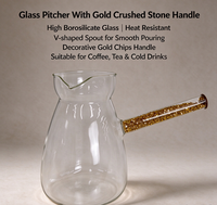 Carafe à café en verre avec poignée dorée scintillante, en borosilicate, pour café filtre ou thé glacé, idéale pour la maison et le café
