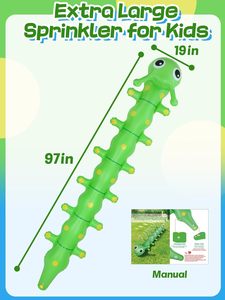 Jouet arroseur gonflable géant en forme de chenille de 97 pouces pour enfants et chiens, idéal pour les jeux aquatiques d'été dans la cour - Product Image 5