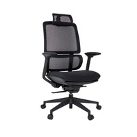 Chaise de bureau ergonomique pour la maison, entièrement en tissu maillé, inclinable avec appui-tête réglable et pivotante, design moderne