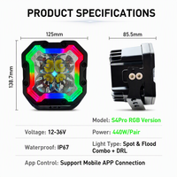 Feux LED RGB à commande intelligente par application, plus de 1000 modes, feux de jour étanches pour camion