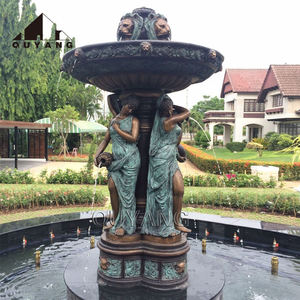 Grande fontaine d'eau de jardin de luxe en bronze coulé à deux niveaux, style européen classique, avec bassin en pierre - Product Image 6