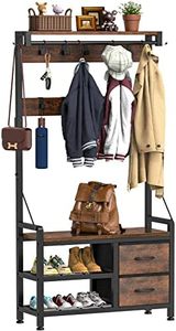 Lulive Hall Tree, entrada de 31,5 "con <span class=keywords><strong>perchero</strong></span> independiente, zapato de diseño inteligente 5 en 1 y estante de <span class=keywords><strong>pared</strong></span> 17 ganchos - Product Image 2