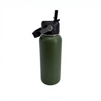Bouteille d'eau isotherme en acier inoxydable 32oz verte, anti-fuite, avec couvercle à clapet, pour sport, gym, voyage, cadeaux d'affaires, conservation de la chaleur