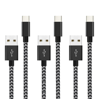 Cable de Carga Rápida USB Tipo-C con Trenzado de Nailon de 1M/2M para Teléfonos y Bancos de Energía