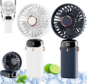 Ventilateur de poche pliable électrique personnel à affichage numérique Batterie Usb Charge Handy Pocket Pliable Rechargeable Portable Fan Mini - Product Image 1