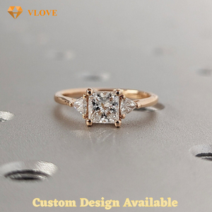 Bague en diamant de laboratoire taille princesse, bague en diamant de laboratoire personnalisée à 3 pierres, bague en diamant taille princesse 3 carats - Product Image 1