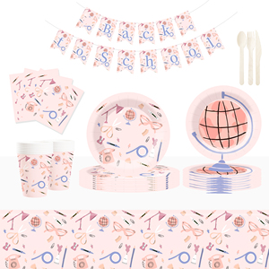 DAMAI New Customized Design Geometric Theme <b>Disposable</b> Dessert Dinner Paper Plates Cups Napkin Tableware Set for Party Supplies - Product Image 1